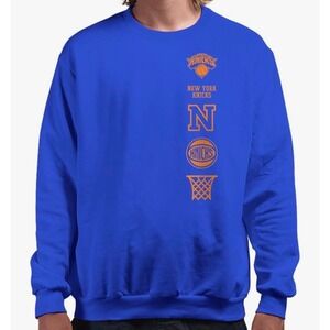 Mens New York Knicks JUNK FOOD Royal Blue NBA Basketball Crewneck Sweatshirt XL